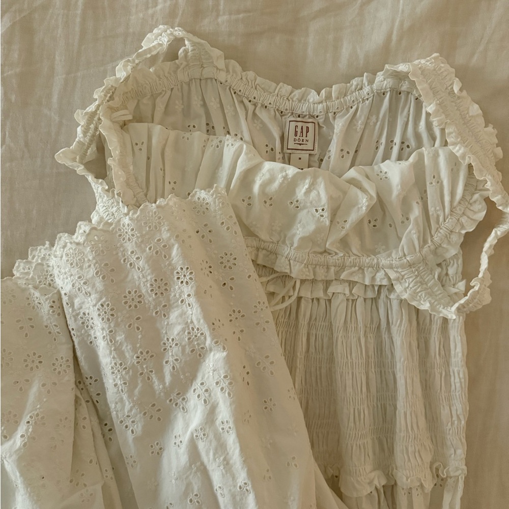 Gap x Doen White Eyelet Maxi Dress with Smocked Bodice - Picture 2 of 2